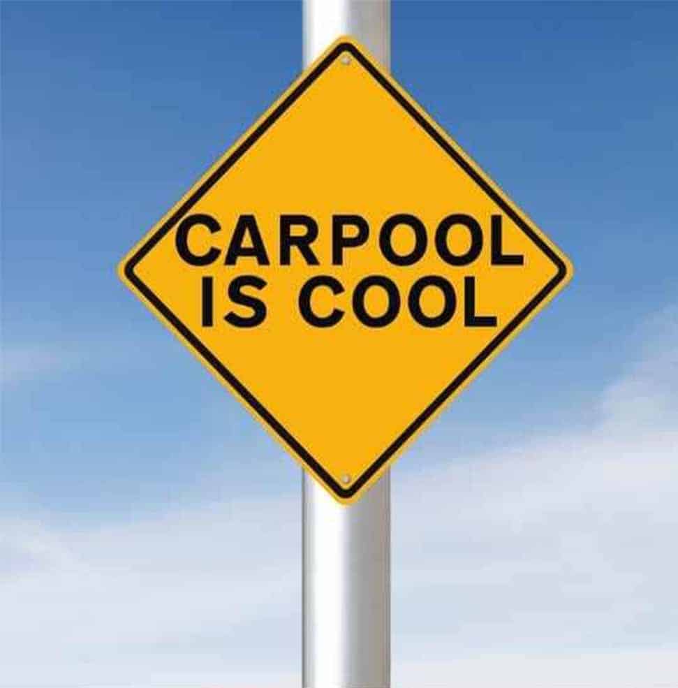 carpool is cool yellow sign