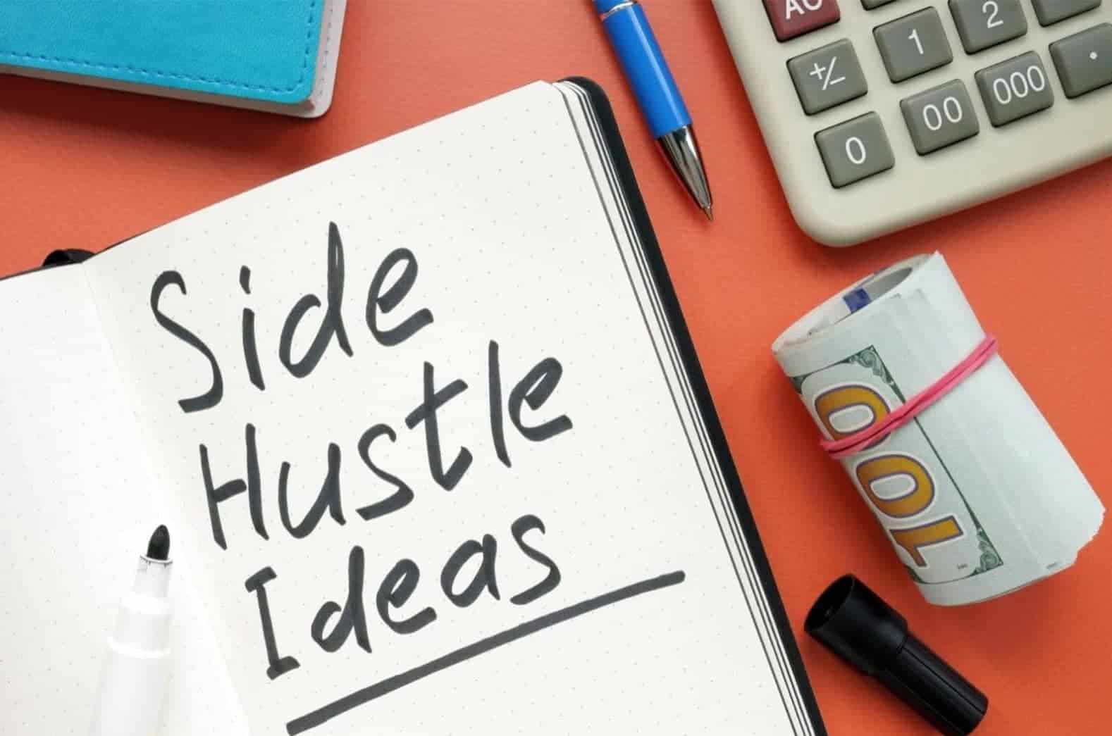 Best side hustle ideas, notepad, pen, calculator