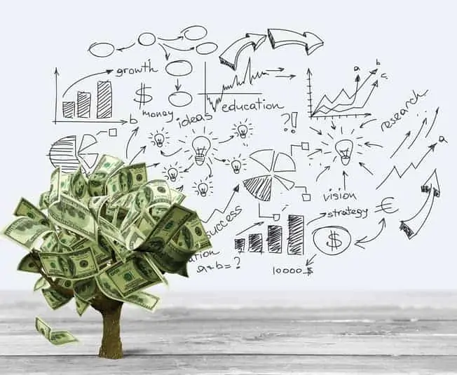 Home 1 money tree with formulas and equations with american u.s. money
