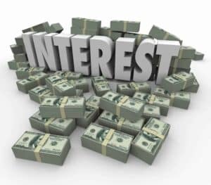 Word interest on stacks of money