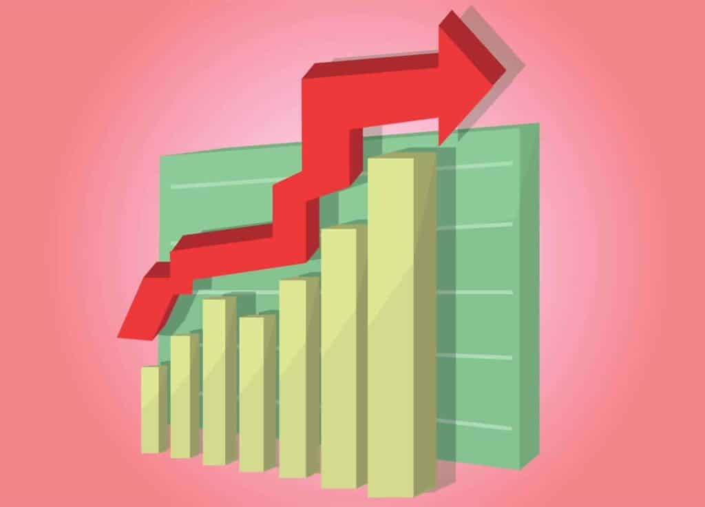 Graph with arrow symbolizing inflation