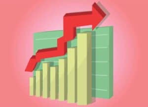 Graph with arrow symbolizing inflation