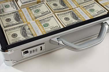 USD american dollars in a grey briefcase on loans for teens
