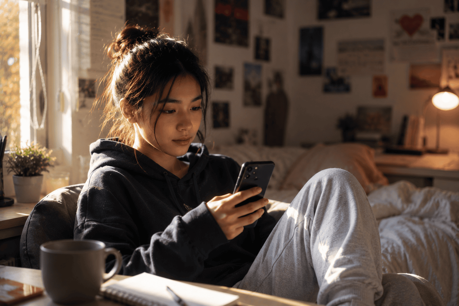 How to Save Money as a Teenager (Even When Everyone Around You Is Spending) 1 Teen checking phone while managing money and savings goals